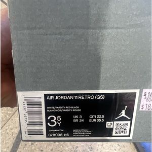 Brand New Air Jordan Retro 11 Cherry Red Size 3.5 Y / Box without lid